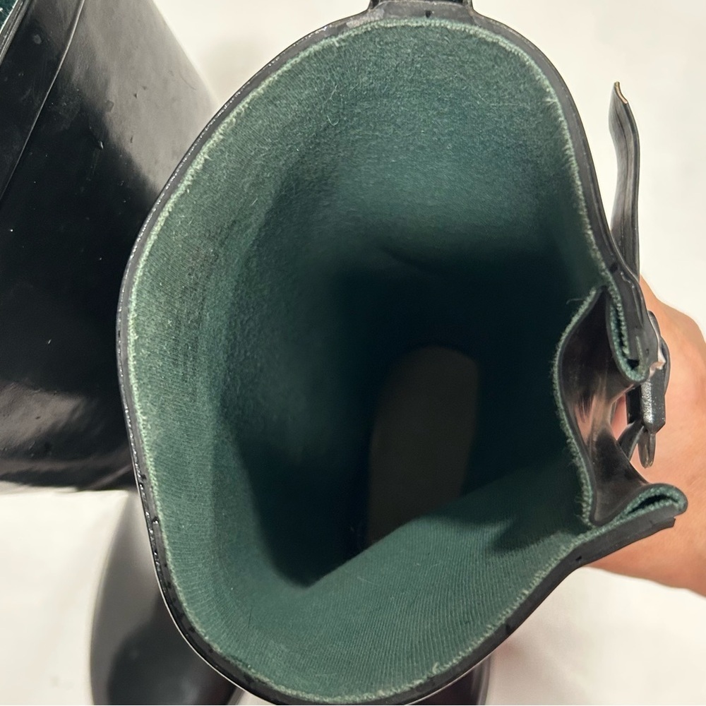 Clarks Lined Black Rubber Tall Rain Boots Waterproof Shoes with Buckle Women's 7 - Picture 10 of 11